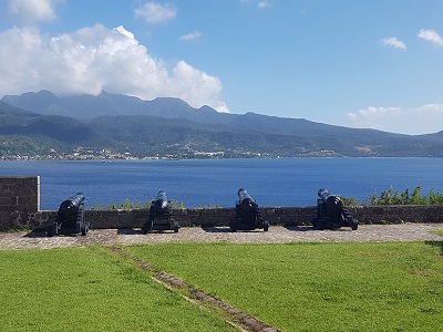 The main battery on Fort Shirley overlooking Prince Rupert's Bay.