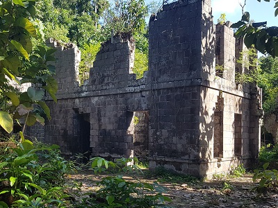 The ruins of the officer's quarters.