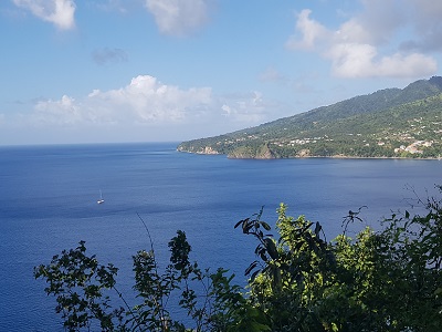 View from Cabrits down to Douglas Bay, Portsmouth. To the north of our anchorage.