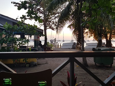 Enjoying the beach bar before the P.A.Y.S. BBQ.