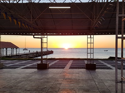 Beautiful sunset as seen from the Saint Pierre center marketplace.