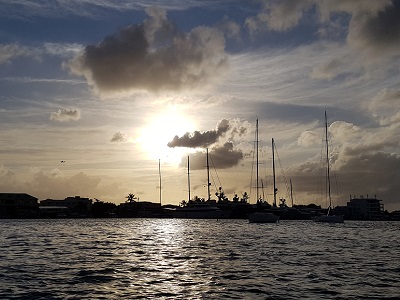 The last sun on our dinghy tour of the Simpson Bay Lagoon where we gawked at all the superyachts lying here as well as the hurricane wrecks dotted around the area.