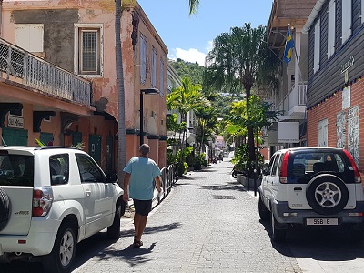 One of the shopping streets of Gustavia.