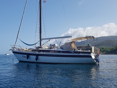 "Mette", a charming old Dehler 32 that it's Danish owner sailed across the Atlantic.